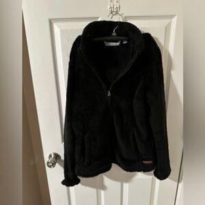 Free Country Black Zip Up Fleece Jacket - Medium